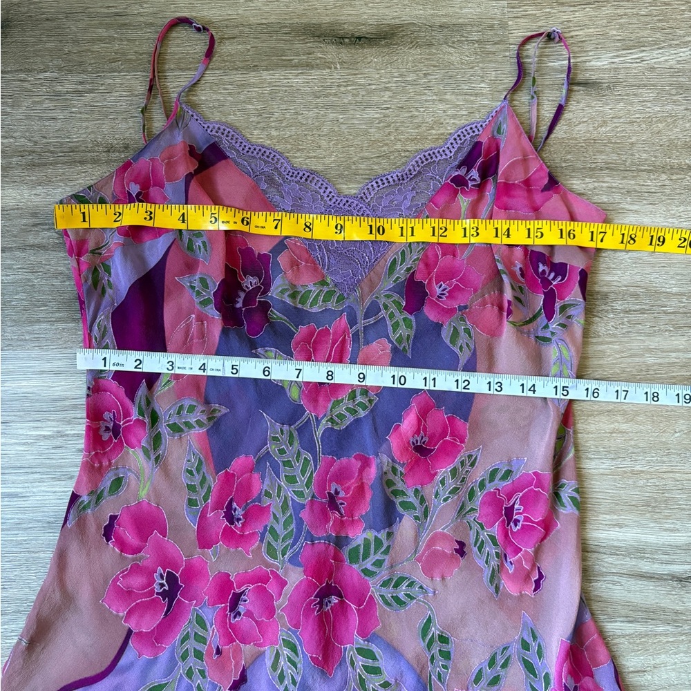 Victoria Secrets y2k floral silk lace chiffon slip on dress - Picture 5 of 6